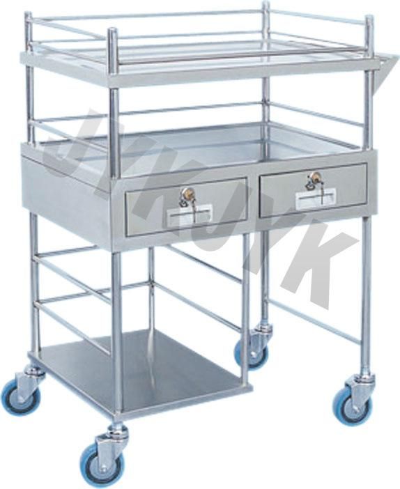 Stainless Steel Medical Treatment Trolley Jyk-C17