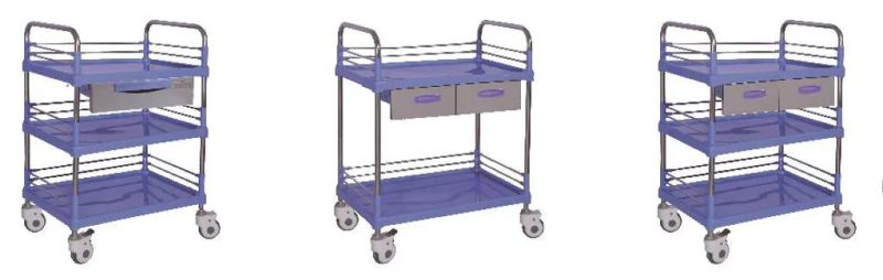 ABS Hospital Medical Instrument Trolley Patient Nursing Mobile Treatment Utility Trolley/Cart OEM