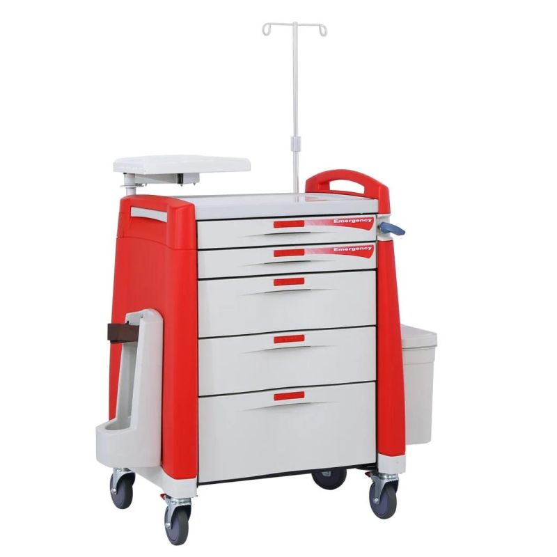 Hospital Furniture Medical Rescue ABS Emergency Crash Cart for Medicine/Medication/Treatment/Nursing/Ambulance