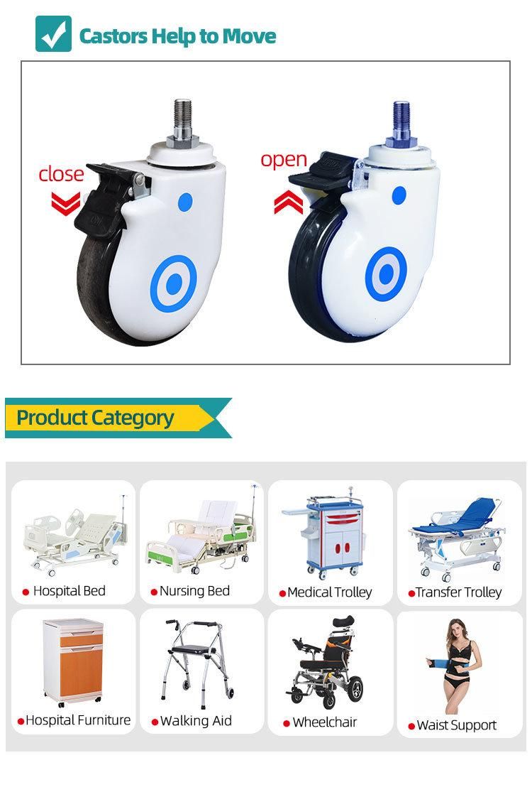 Hospital Bed Manufacturer Supply Two Cranks Manual Medical Bed with Mattress