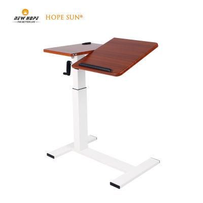 HS5518A Newhope Height Adjustable Tilt Hospital Rolling Over Bed Table with Wheels Sit Stand Laptop Desk Overbed Table Standing Desk