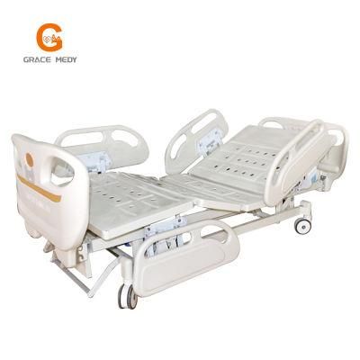 Factory Stainless Steel Medical Equipment 3 Function Foldable ICU Hospital Bed with Casters