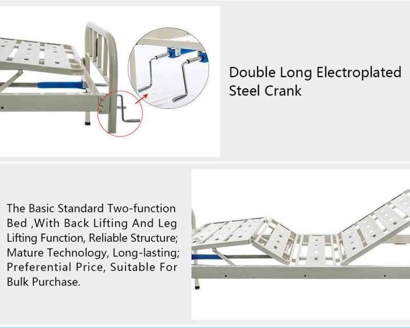 CE Marked Adjustable Simple Manual Hospital Patient Sleep Bed B05-1