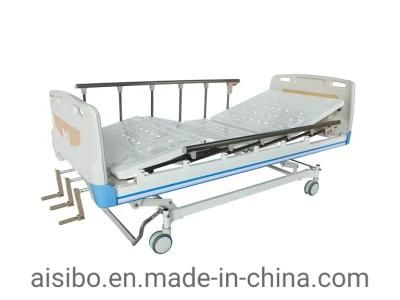 Adjustable Medical Furniture Folding Manual Patient Nursing Hospital Bed with Casters