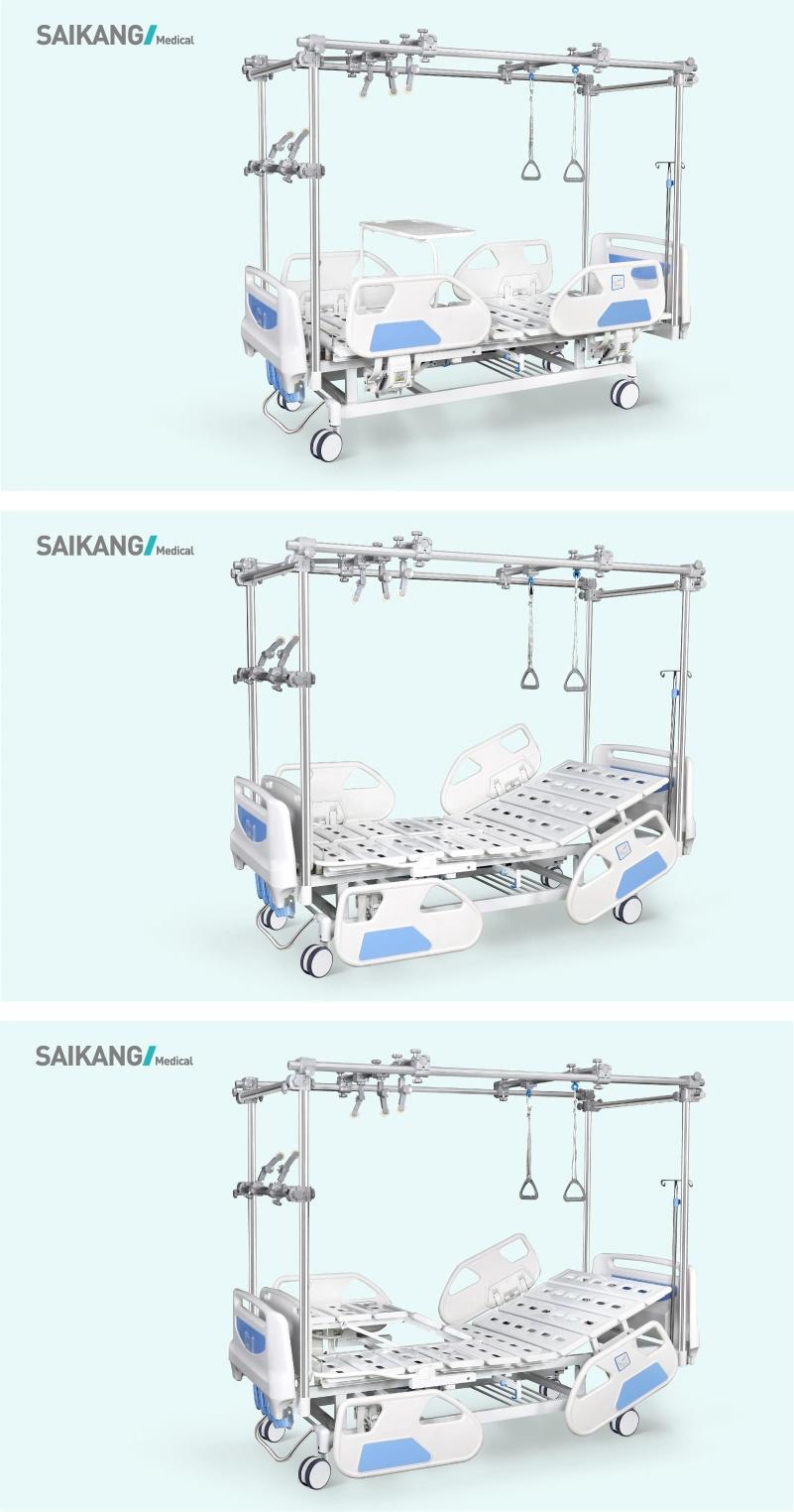 GB4e Saikang Wholesale Movable Multifunction Manual Orthopedic Lumbar Traction Hospital Bed with Wheels