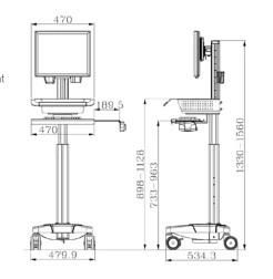 Bwt-001h Hospital Medical PC Mobile Nurse Computer Laptop Telemedicine Cart Trolley