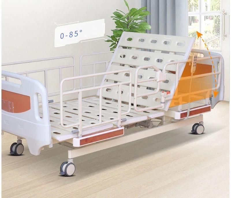 Remote Control Electric Nursing Bed Multi-Functional Back-Lifting and Leg-Raising Convalescent Bed Folding Guardrail Hospital Bed for Patients