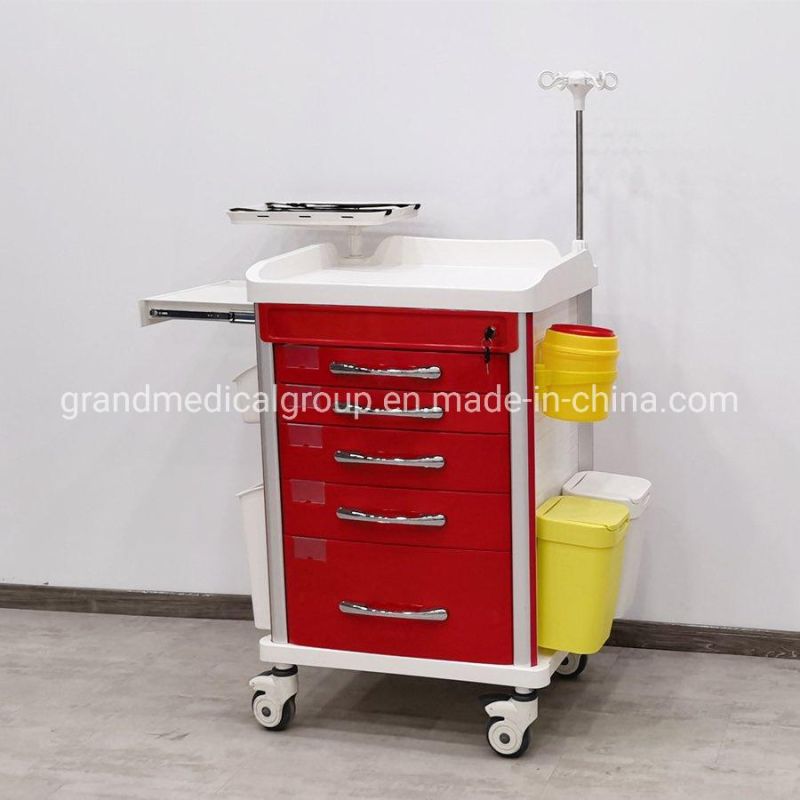 Grand Medical Wm-Et200 Hot Sale Hospital Crash Cart Emergency Trolleys Equipment