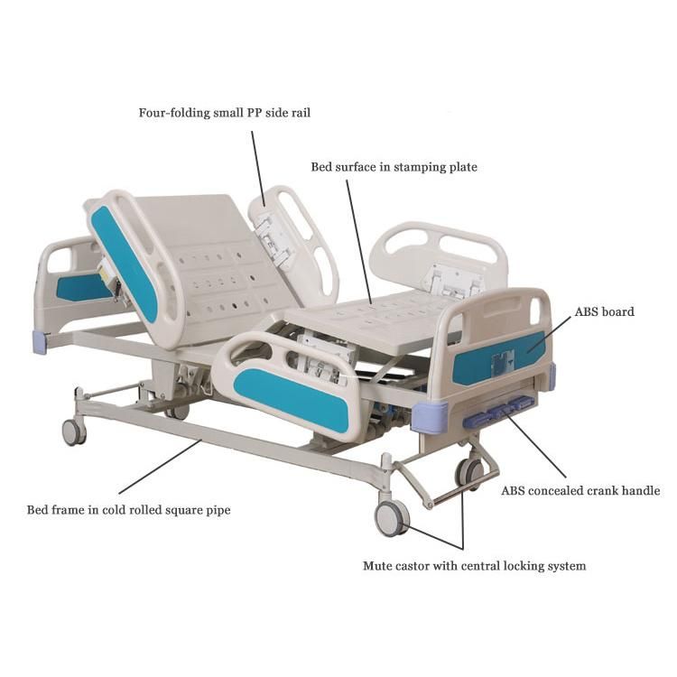 Luxury 3 Cranks 3 Functions Adjustable Manual Hospital Bed