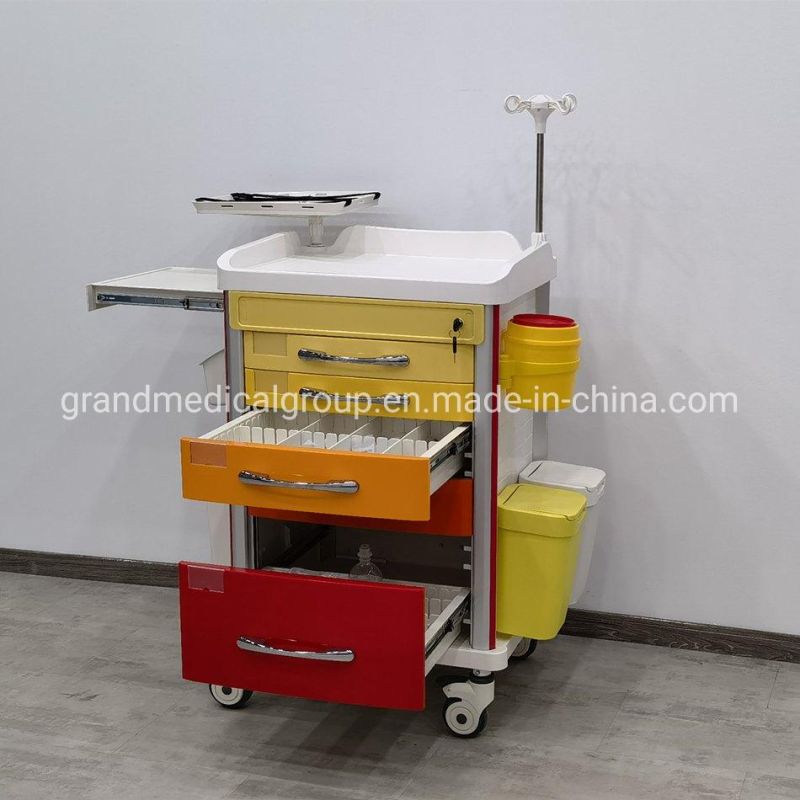 Grand Medical Wm-Et200 Hot Sale Hospital Crash Cart Emergency Trolleys Equipment