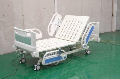 Medical/Patient/Nursing/Fowler/ICU Bed Manufacturer ABS Five Cranks Electricl Hospital Bed with Mattress and I. V Pole