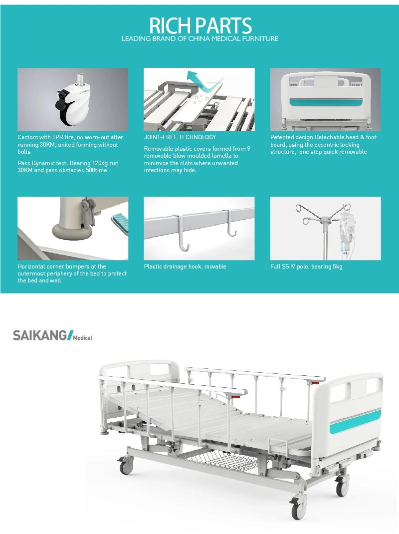 Y3w6c Hand Control Manual Hospital Patient Bed with Three Crank