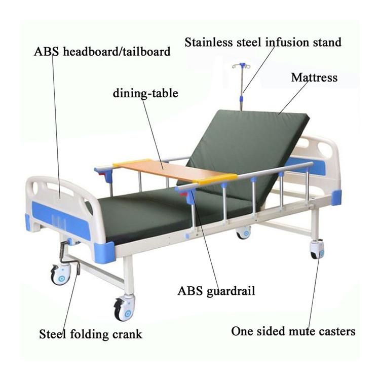 Single/Double Crank Manual Medical Hospital Bed for Mobile Hospitals