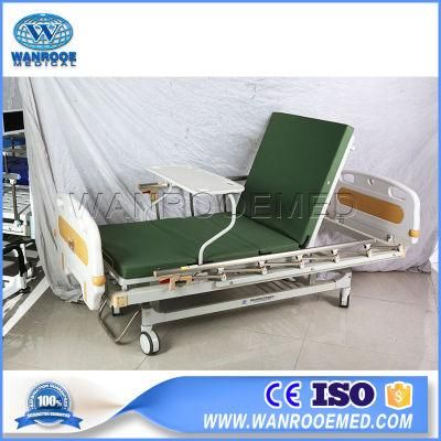 Two Functions Manual Hospital Clinical ICU Nursing Bed with Table