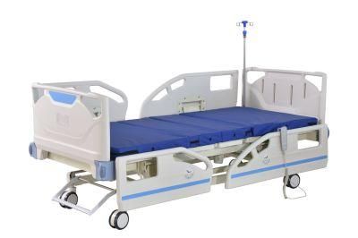 Three Functions Factory Directly Sell Hospital Beds ABS Headboard Bedside Table IV Pole Big Guardrails CE Marked