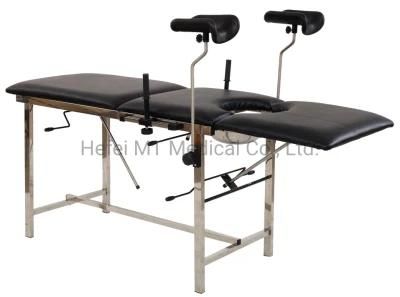 Mt Medical Stainless Steel Clinic Couch Manual Operation Gynaecological Delivery Table Medical Hospital Obstetric Bed