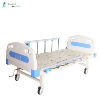 Manual ICU Nursing One Function Hospital Bed with Casters Medical Furniture Folding Manual Patient Single Crank Nursing Hospital Bed