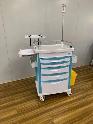 Medical Records Crash Cart ABS Emergency Trolley with Drawers