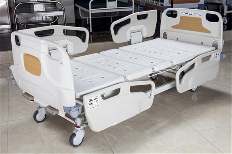 Adjustable Metal Frame Manual Single Crank Medical Bed Double Lifting Function Triple Automatic ICU Bed Shaking Hospital Bed Medical Bed Nursing Bed