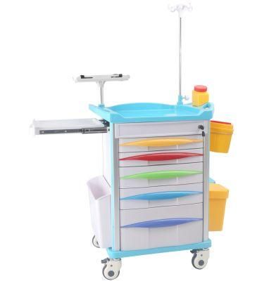Factory Price Hospital Clinic Cart Movable Medicine Transfusion ABS Emergency Trolley