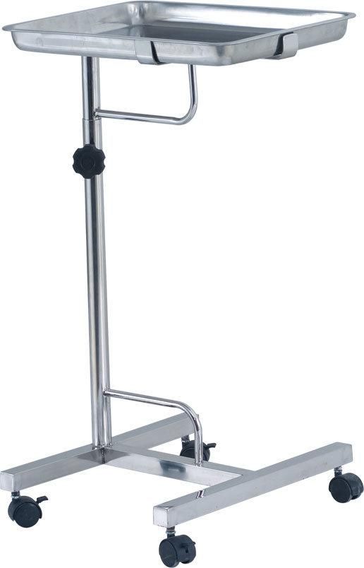 Stainless Steel Medical Mayo Tray Stand Trolley with Two Posts
