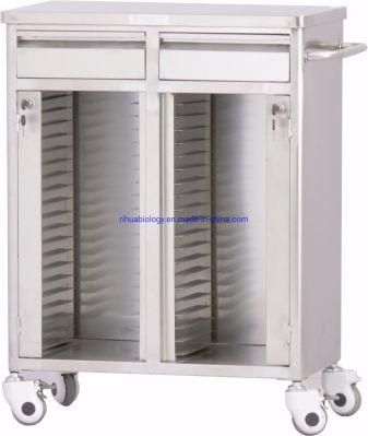 Hospital Stainless Steel Record Trolley, Medical Cart Trolley